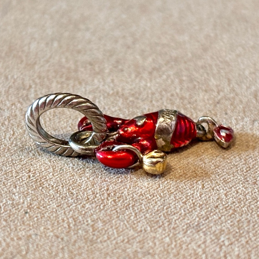 Brighton Maine lobster state charm Red enamel Moveable tail Engraved sash - Picture 3 of 6